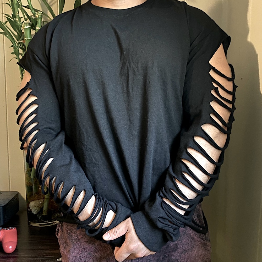 Mens distressed long sleeve